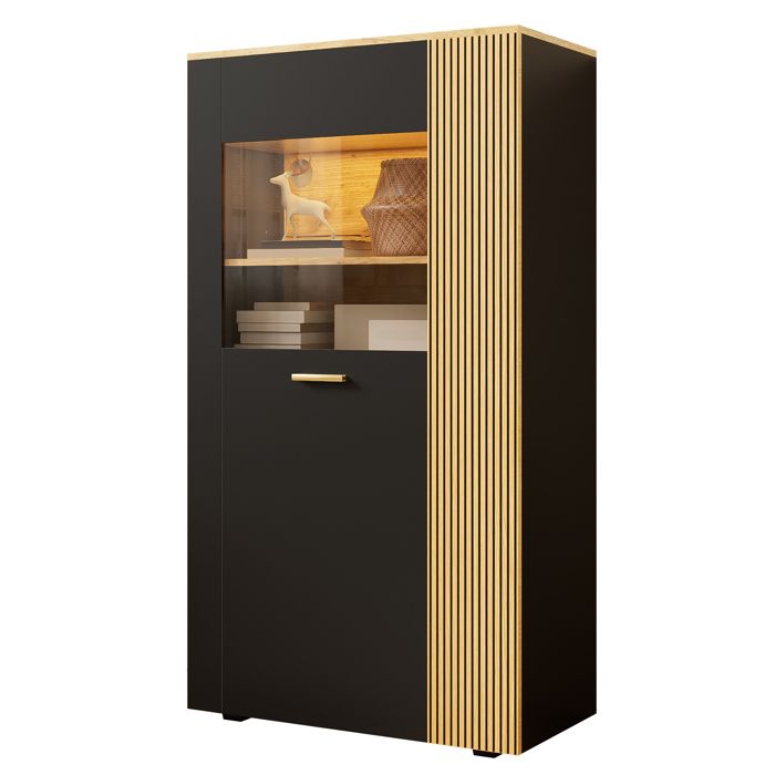 Armoire de rangement moderne - RNCYN - 80x40x146 cm - Éclairage LED 16 couleurs - 3 étagères fixes
