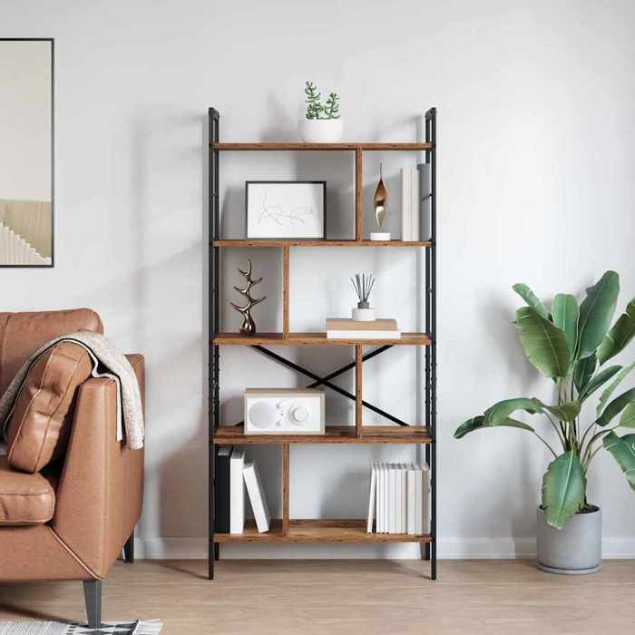 ShieldPro®Bibliothèque - CLOUD - Cabinet/Placard/Étagère pour livres - Bois Ancien 75x30x156 cm - Bois dingénierie 3265127
