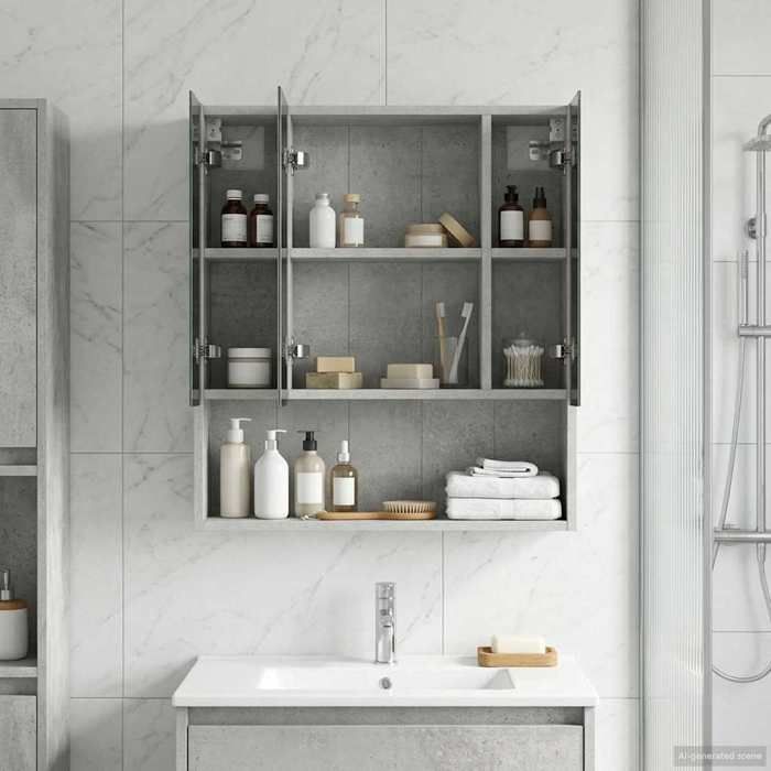 vidaXL Armoire Miroir de Salle de Bain Gris béton 60 x 14.5 x 70 cm 889186