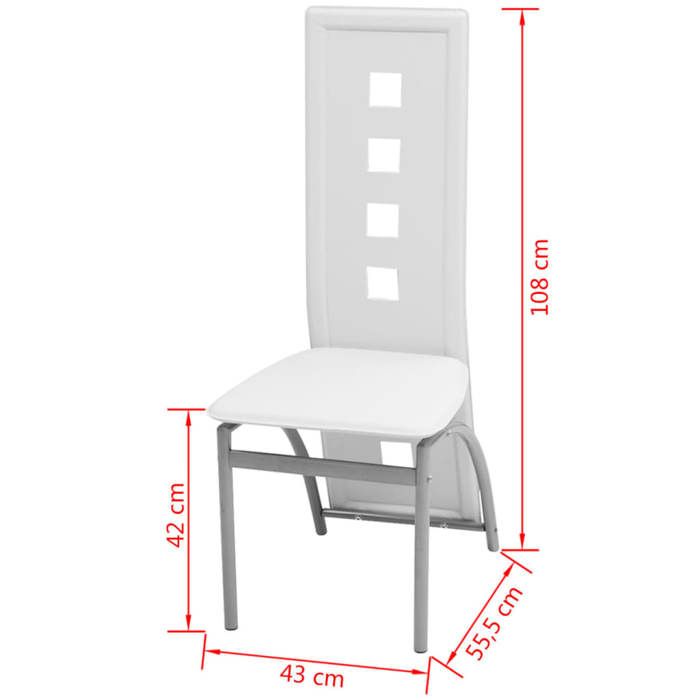 Confortable Chaises à manger (4 pcs) Applications larges 110 kg par siège blanc similicuir__19145