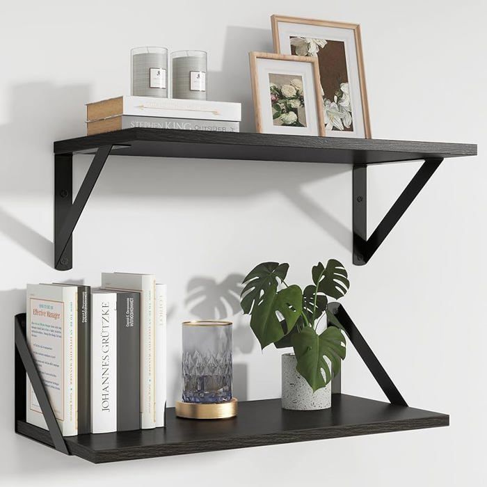 Étagères Noires Étagère Suspendue De 40 cm Étagère en Aggloméré pour Mur Murale Profonde De 20 Noir 40 x 20 x 12.5 cm