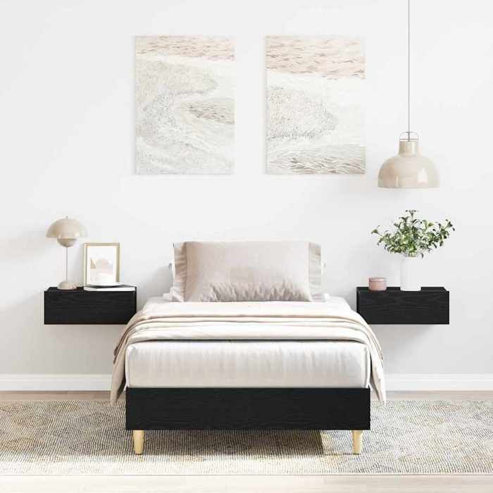 Cadre de lit - lit Adulte 2 personnes - design solide - Chêne noir 193 x 78 x 25 cm Bois dingénierie mob17o3204