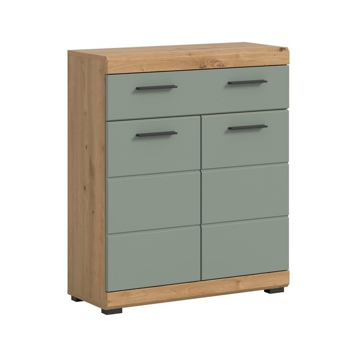 [en.casa] Colonne de salle de bain Scout vert sauge et chêne artisan 74 x 31 x 88 cm