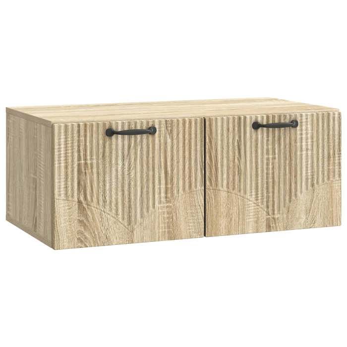 Meuble télé mural - vidaXL - bois dingénierie - chêne sonoma - 78 5 x 41 x 30 cm - 2 portes pivotantes 90° 2422059