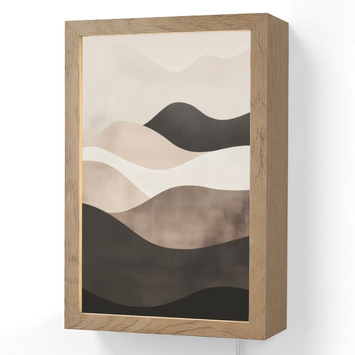 Applique Murale LED - Lampe de Chevet Murale Design - Motif Abstrait - Paysage - Vagues - 20x30 cm Couleur Grisbraun - OnlyWow