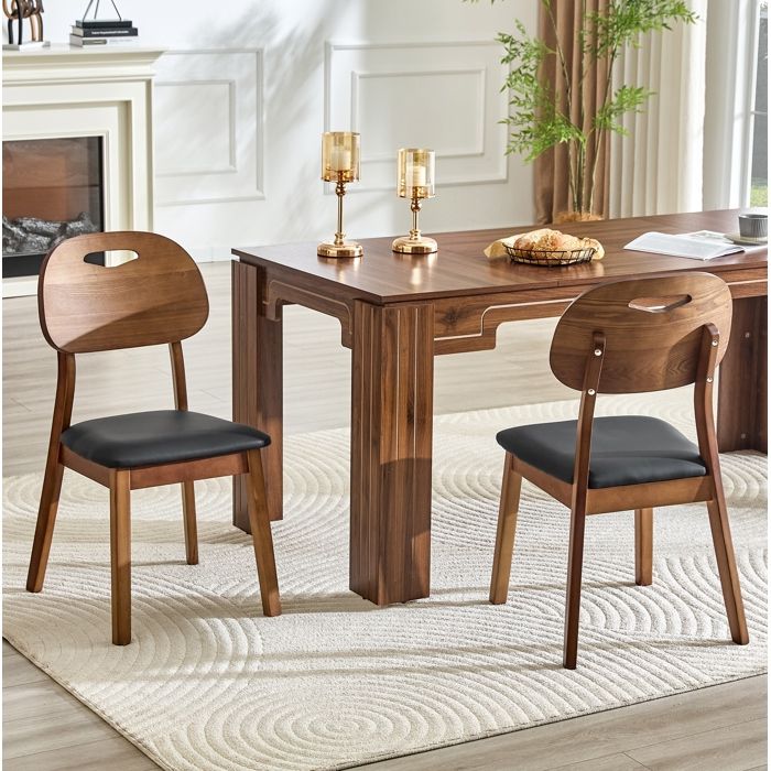 Chaises Salle À Manger Lot De 2 Noir Chaises Cuisine Modernes FloraGrace Pour Salle À Manger Poignée Intégrée 42 6x50x88cm