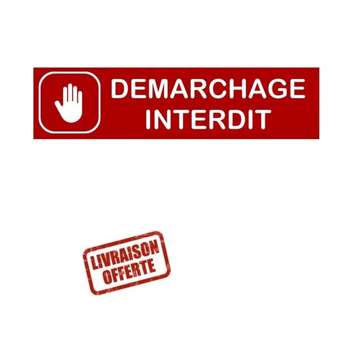 PLAQUE SIGNALETIQUE DEMARCHAGE INTERDIT 100x25mm