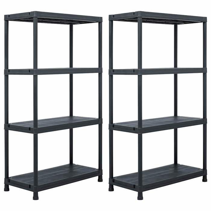 Stable&robuste Étagères de rangement 2 pcs Noir 60x30x138 cm Plastique avec manuel de montage &01_17401