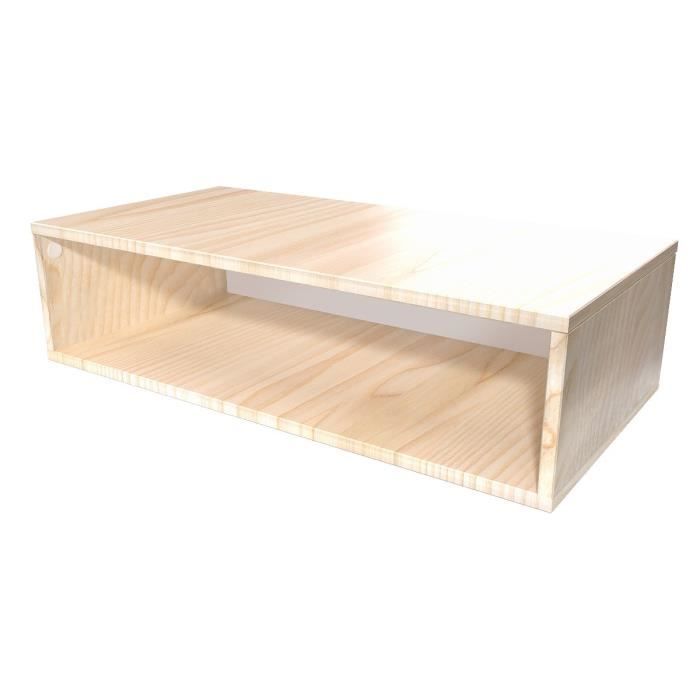 cube de rangement bois abc meubles - longueur 100 cm - vernis naturel - aspect bois - classique - intemporel