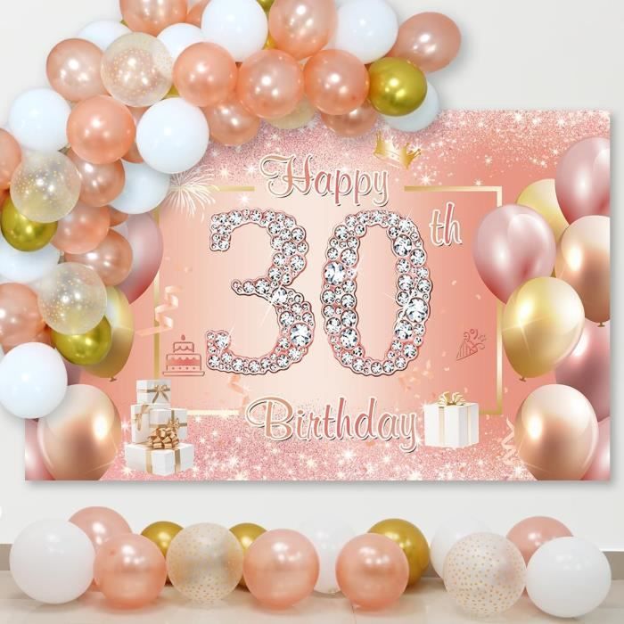 Décorations d'anniversaire, pour femme,MMTX décorations de fête bordeaux  avec ballons blancs en or rose Bannière joyeux anniversaire - Cdiscount  Maison