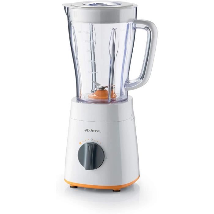 Mixeur Blender Ariete 1200W - 1.5L, 4 Lames Inox, 2 Vitesses + Pulse - Argent - Idéal Smoothies Et Cocktails