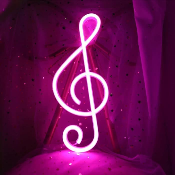 Lampe néon LED en Forme de Note de Musique - Fonctionne avec Piles