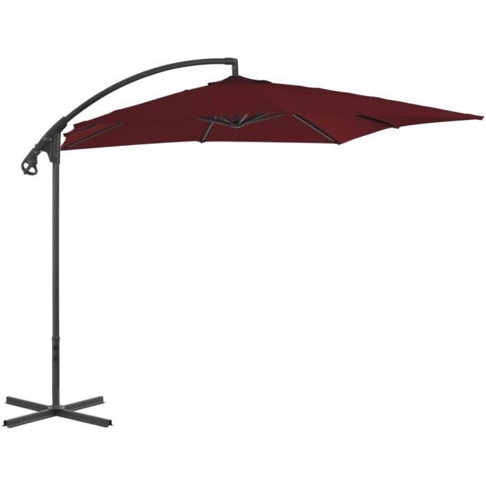 Parasol Portable Rectangulaire Avec Poteau Acier - Protection UV Jardin Terrasse Plage