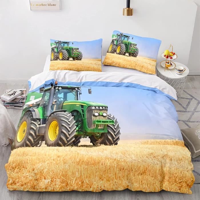 Housse de Couette Tracteur avec 2 taies d'oreiller Microfibre Engins de