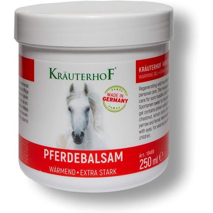 Baume pour cheval chauffant extra fort de herbes 250 ml