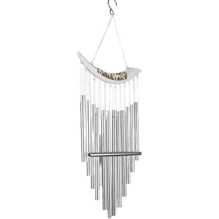 Carillon à Vent GNAUMORE - 12 Tubes Aluminium, Planche Pin Massif, 58 Cm, Design Spirale Pour Jardin Ou Décoration Intérieure