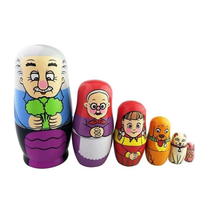 Poupees Russes Lot 6 Famille Ferme Jouet Empilable Laque Fait Main Idee Cadeau Enfant Cdiscount Jeux Jouets
