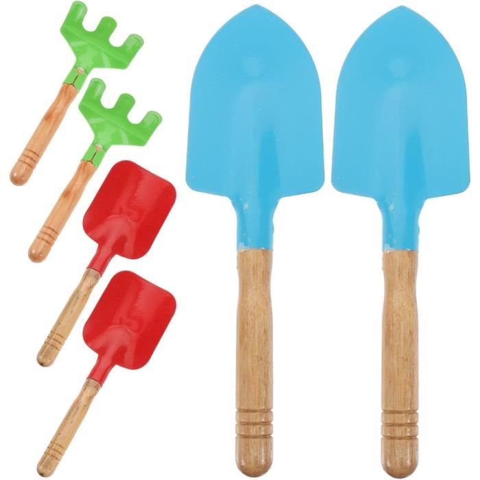 Set D'outils De Jardinage Enfant - Pelle Plate, Pelle Pointue Et Râteau En Bois/fer, Pour Jeux Extérieurs
