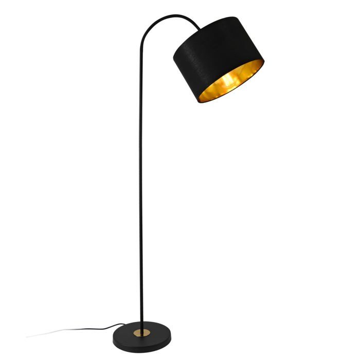Lampadaire lampe à pied cadre en métal et abat-jour en tissu noir 173 cm 03_0002437 Lampadaire lampe à pied cadre en métal et abat-jour en tissu noir 173 cm 03_0002437