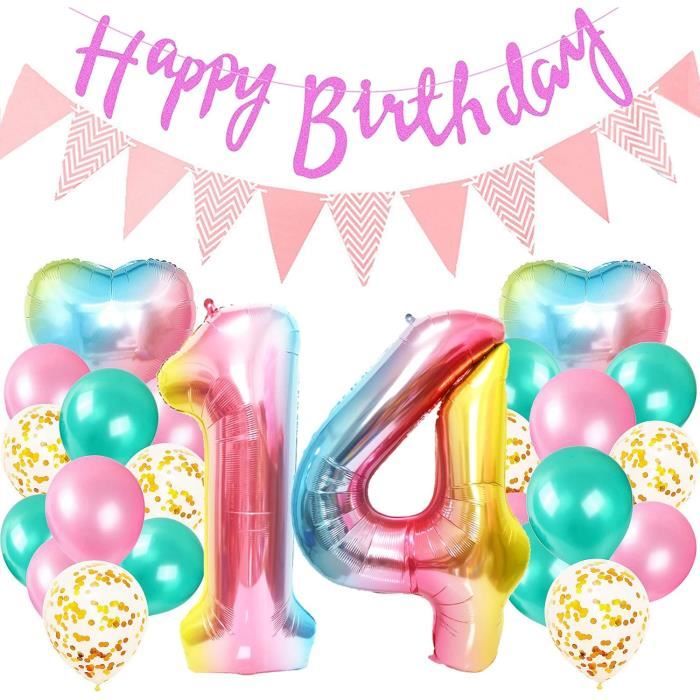 14 Ans Anniversaire Décoration Fille, Pastel Ballon Anniversaire Fille