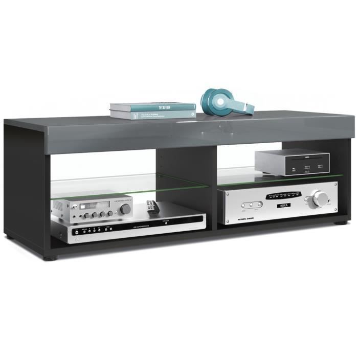 Meuble Tv Bas Table Televiseur Pure Corps En Noir Mat Bordures