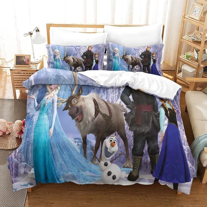 Parure Lit Reine Des Neiges - 2 Pièces - 100% Coton - Couverture 100x135cm + Taie 40x60cm