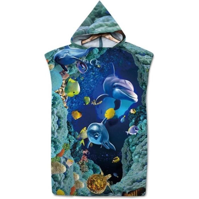 Poncho De Changement Pour Plage/Piscine - Cape Serviette à Capuche, Polyester, Longueur 120 Cm - Pour Se Changer Discrètement En Extérieur - 3