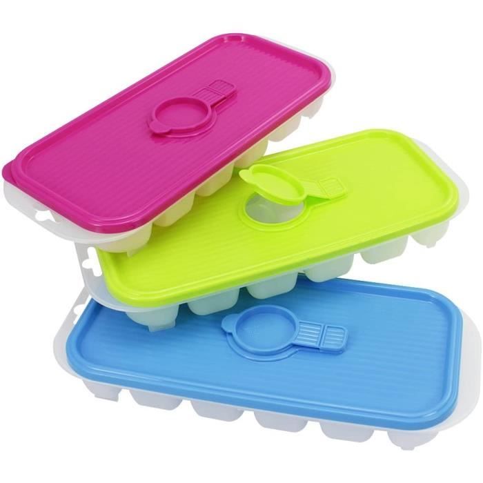 Bac A Glacons Avec Couvercle,Bac À Glacon,Moule A Glacon Silicone Bac