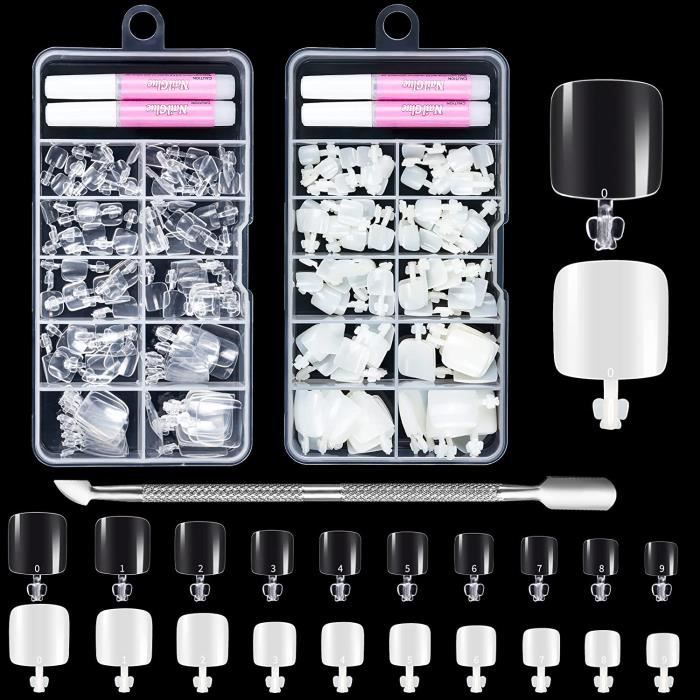 100 Capsules Faux Ongles Transparentes - 10 Tailles - Pour Gel UV - Professionnel