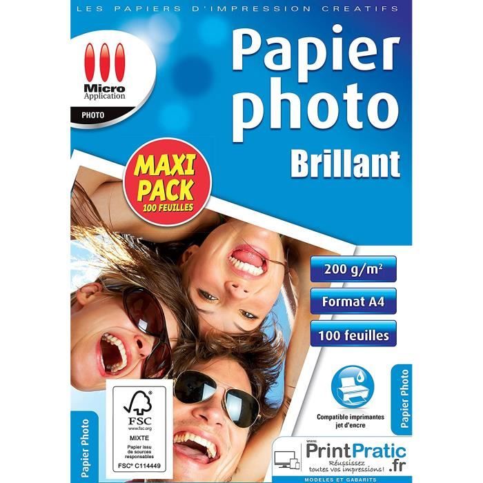 Papier Photo - Papier Photo A4 - Feuille A4 - Papier imprimante - Tirage  Photo - Papier Impression Photo - Maxi Pack 100 Feuille,338 - Cdiscount  Informatique