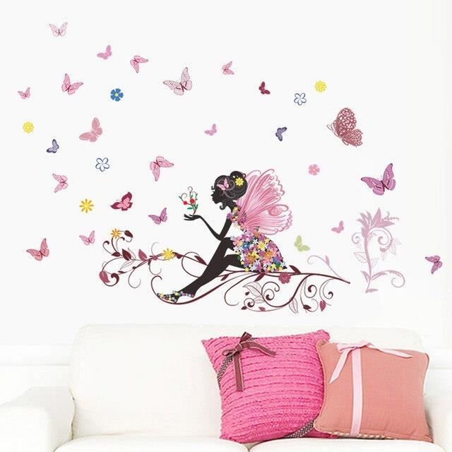 Drôle Nouveauté Papillon & Fleur Toilette Autocollant sur le mur Décoration d'intérieur 