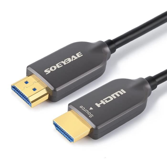 SOEYBAE Cable HDMI Fibre Optique 4K HDMI 2.0 Cable Support 4K 60Hz YUV 444,  18Gbps, HDCP 2.2, 3D HDTV TV (20M) - Cdiscount TV Son Photo