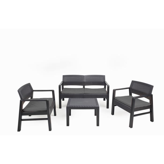 Salon bas de jardin - Polypropylene - 4 personnes - Gris - KILIMANJARO Salon bas de jardin - Polypropylene - 4 personnes - Gris - KILIMANJARO