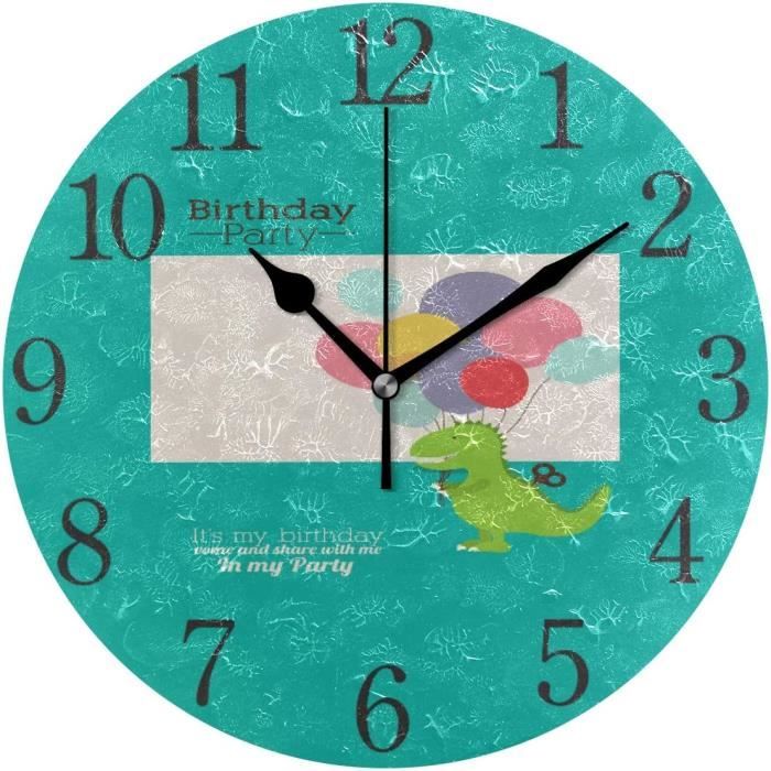 Personnalisé Enfants Dinosaure 2 en verre trempé Horloge Murale chambre à coucher tout nom