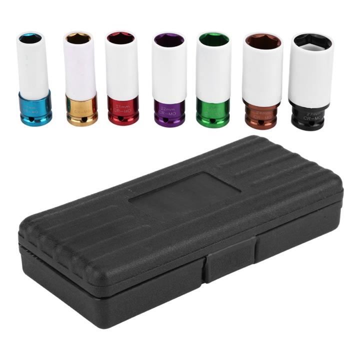 Jeu De 5 Douilles à Choc 1/2" Pour Jantes Aluminium - Tailles 15, 17, 19, 21, 22 Mm - Herkules