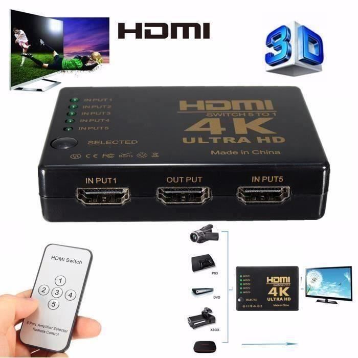 4K Commutateur HDMI HUB 1080p Switch Splitter 3D 5 Ports Full HD