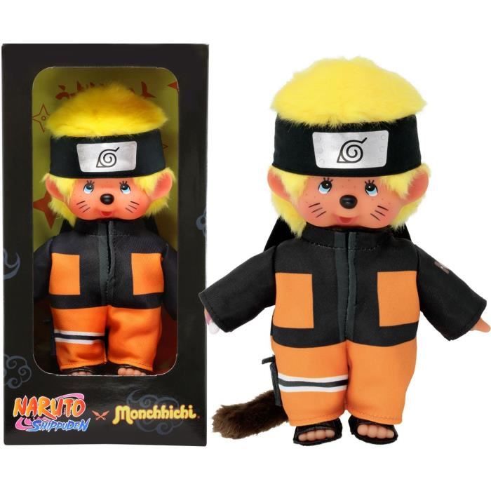 Bandai - Monchhichi - Peluche Monchhichi Naruto Shippuden - Peluche toute douce 20 cm pour enfants e