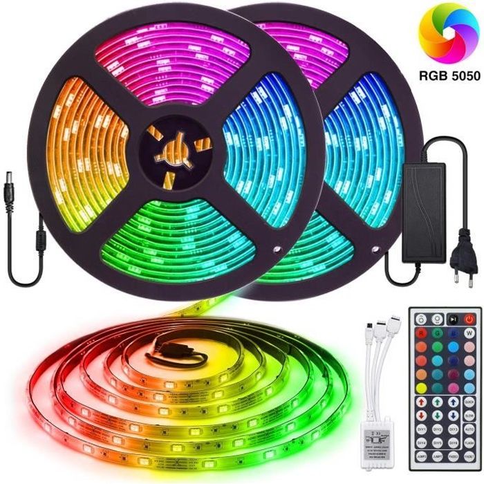 Bande LED 10m RGB 220V Avec Télécommande – Ruban SMD 5730 IP65 étanche Pour Intérieur/extérieur