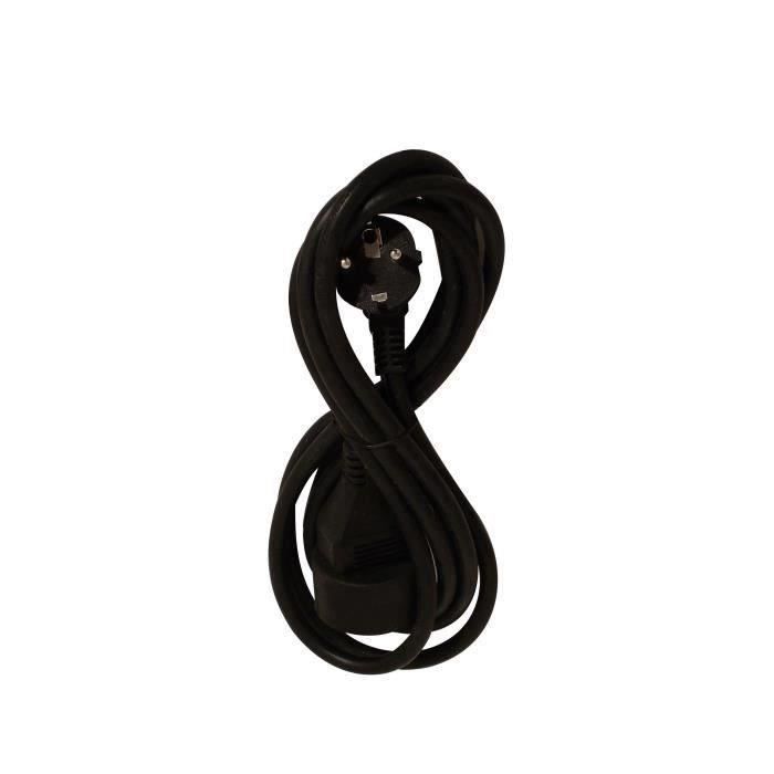 Chacon Rallonge Électrique 3m HO5VVF 3X1,5mm2 Noir Avec Fiche Plate - 16A 3500W