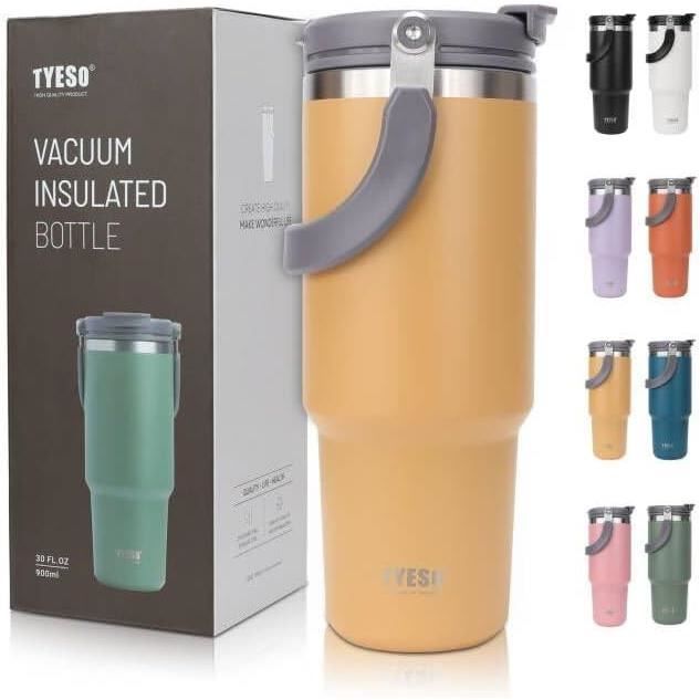 Tasse Isotherme En Acier Inoxydable 304 Avec Couvercle Et Paille - 350/500ml, Neuve