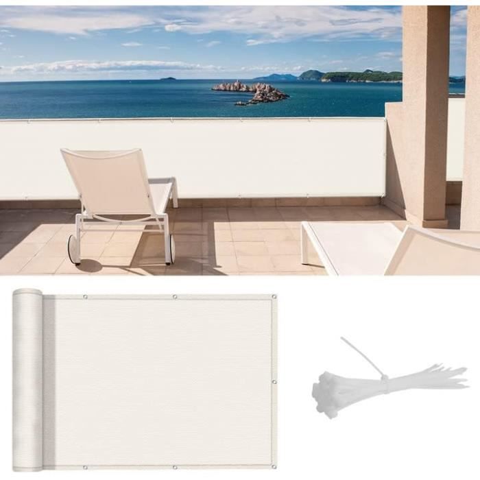 Brise-Vue Balcon LOVE STORY 1x5m Taupe - Protection Intimité HDPE Anti-UV 95%