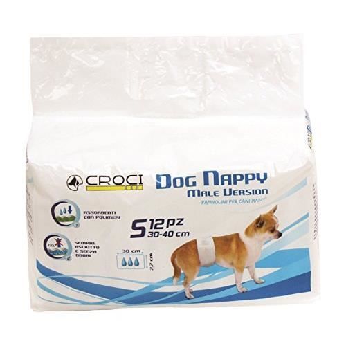 Croci DOG NAPPY FASCIA MASCHI, Couches jetables pour chiens mâles, Protections hygiéniques, Solution Anti-fuite, 12