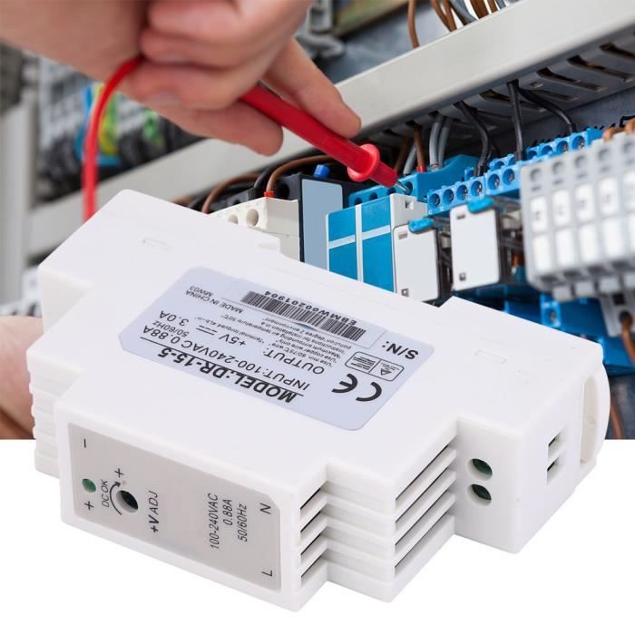 Alimentatore Guida DIN 15W Alimentatore DIN-Rail MeanWell DR-30-5 - 15W 5V 3A, Ingresso 85-264VAC, Efficienza 74% Alimentatore Din Rail 5v Alimentatore Guida DIN 15W Alimentatore DIN-Rail MeanWell DR-30-5 - 15W 5V 3A, Ingresso 85-264VAC, Efficienza 74% Alimentatore Din Rail 5v