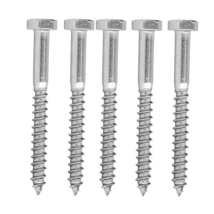15 Tire-fonds Hexagonaux M8x100mm – Acier Carbone – Autotaraudeurs – Neufs