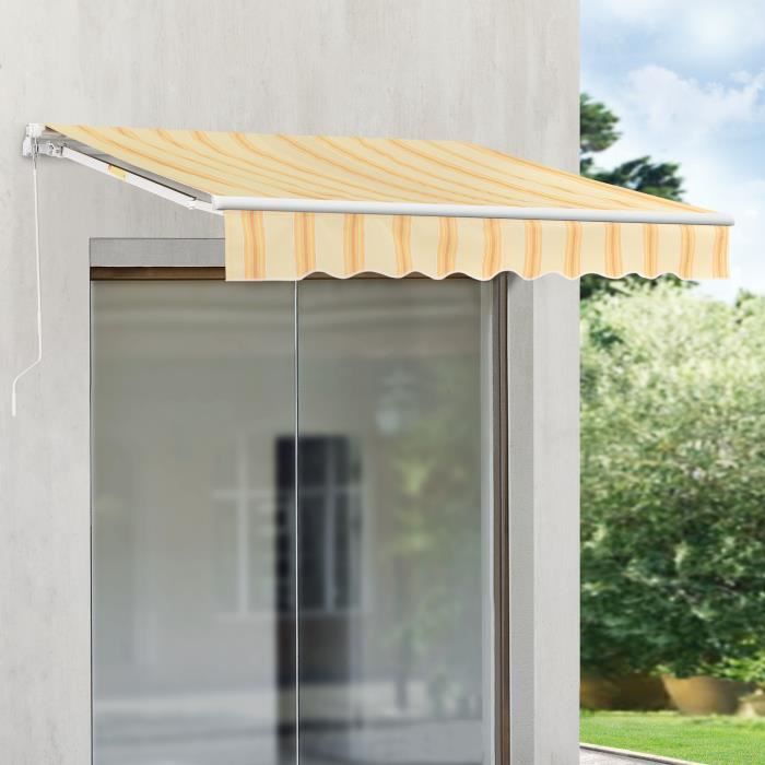 Store Banne Bitonto avec Manivelle 300 x 250 cm Jaune Blanc