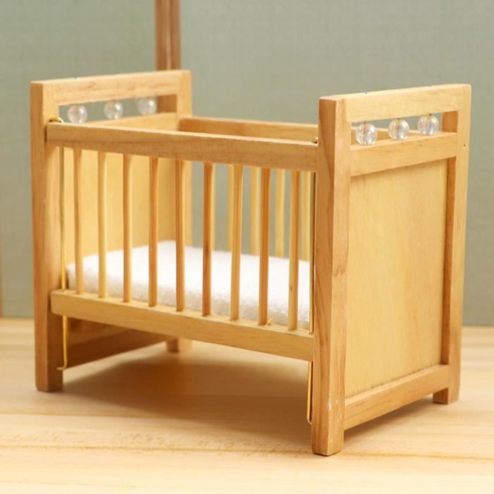 Lit Bébé Miniature 1:12 Maison De Poupée – Bois Haute Simulation, Déco Accessoire, Berceau Avec Pendentif Caneton