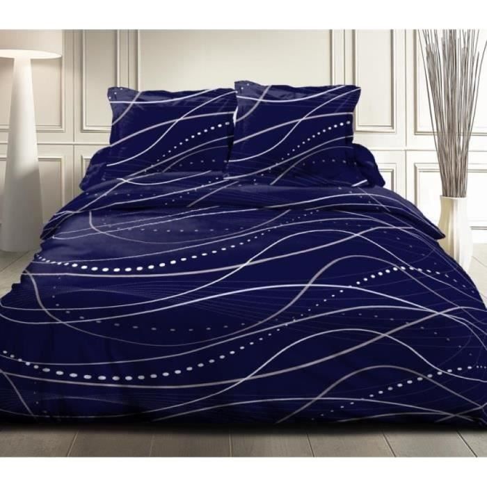 Parure De Lit 220x240 Cm Rayures Reversible - Microfibre Douce - 1 Housse + 2 Taies 65x65 - Zippée