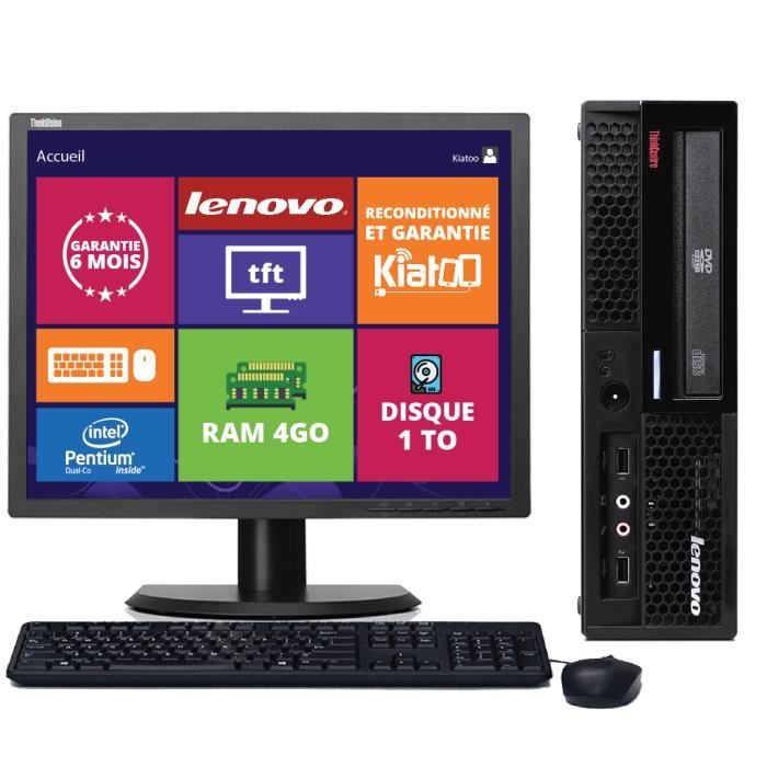 LENOVO - Pc Bureau ThinkCentre M58 - Intel Dual Core - RAM 4Go - Stockage 1To - Écran 19 - Reconditionné - Lenovo