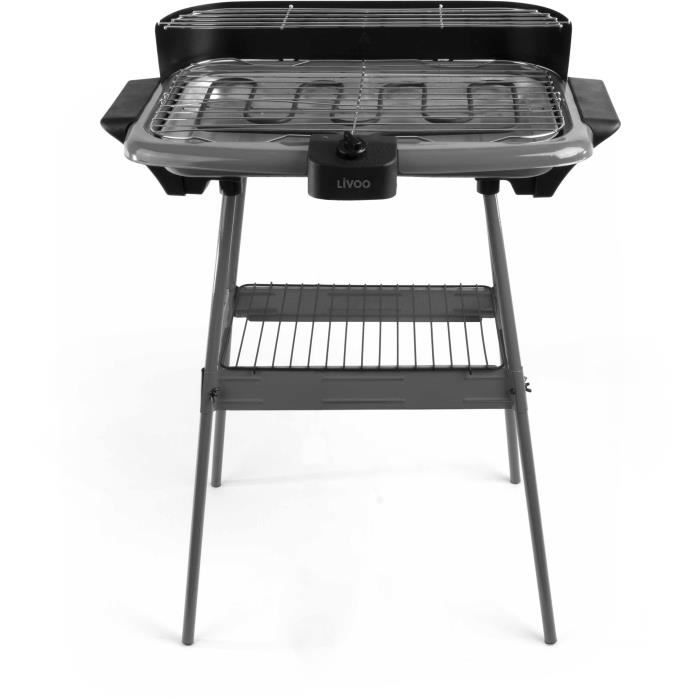 LIVOO Barbecue &eacute;lectrique sur pieds  2000 W Gris 