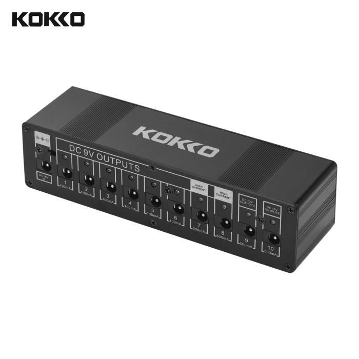 KOKKO Distributeur de station d'alimentation pour effet de guitare compact 10 sorties CC isolées 9V / 12V / 18V avec coque en mé-12